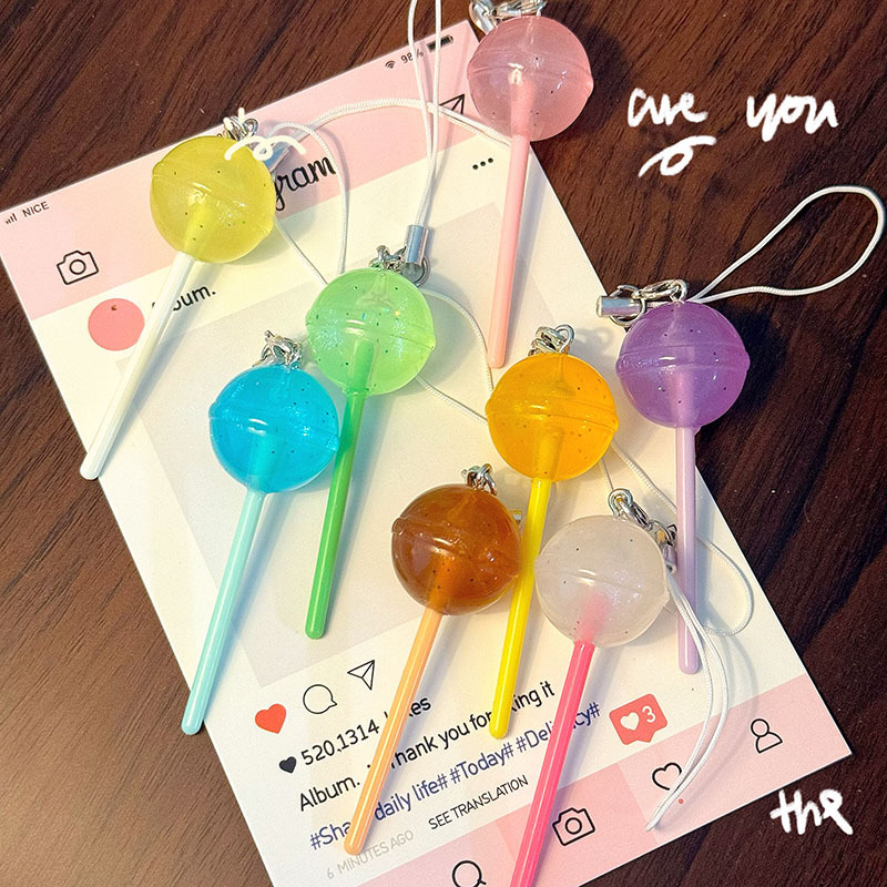Luminous Children's Fun Simulation Lollipop Mobile Phone Rope Contrast Dopamine Creative Pendant Goo-Ben Chain Ins Backpack Pendant