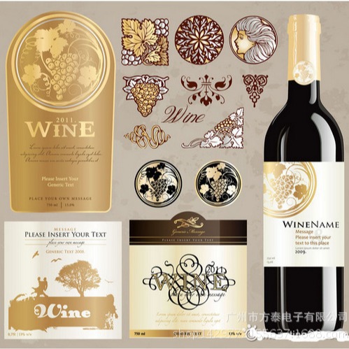 红酒标签设计生产特种纸不干胶酒标卷装机贴烫金葡萄酒标瓶贴