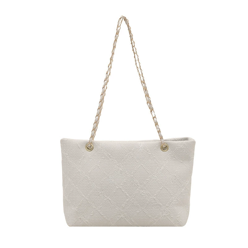 Handheld shoulder bag, quilted texture, chain strap — summer style, 4 colors