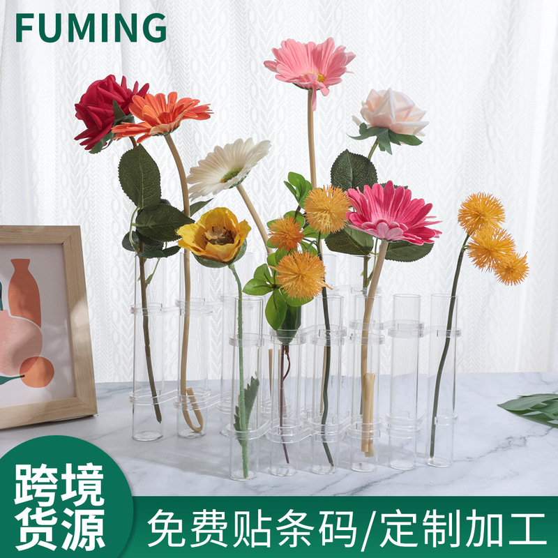 Scandinavian Ins Test Tube Transparent Glass Hydroponic Vase Cross-Border Supply Floral Plants Home Flower Arrangement Decoration