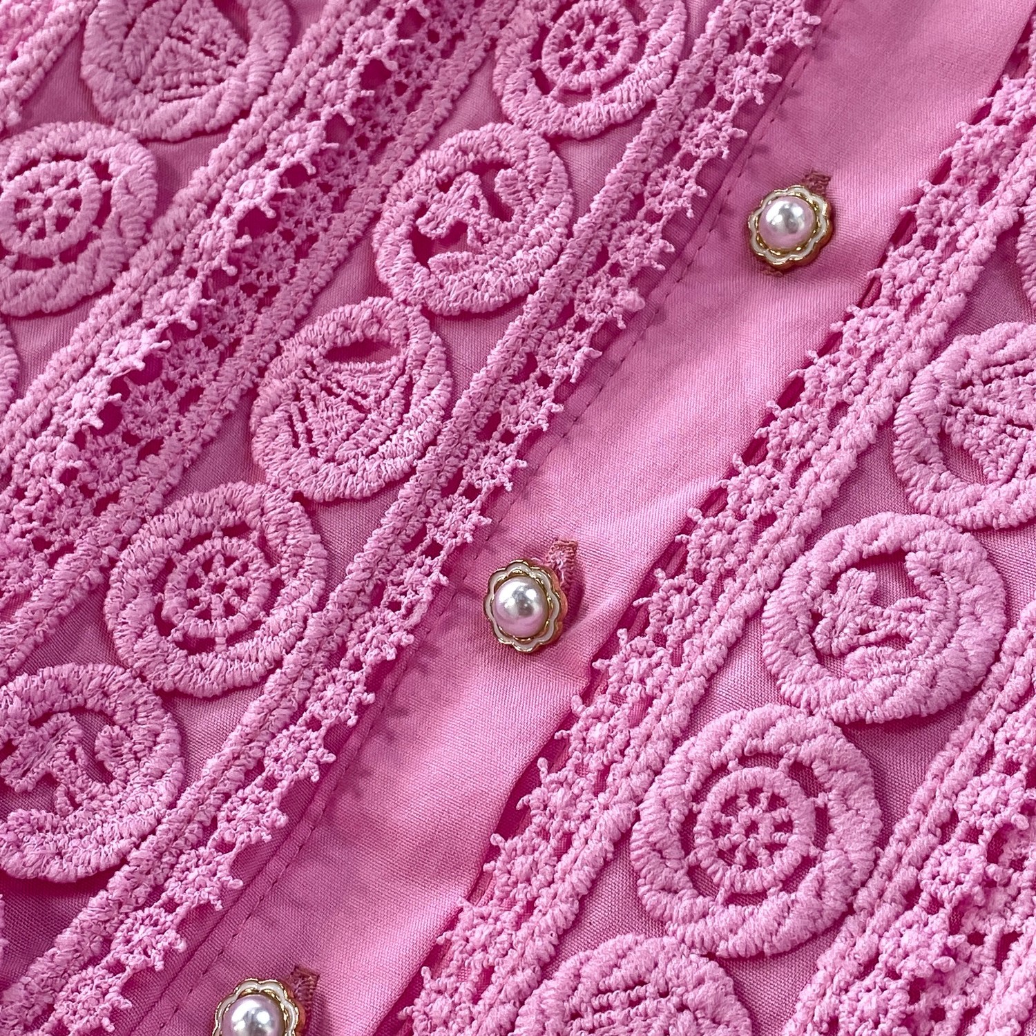 Elegantes Damen Zweiteiler Set Rosa Spitzenbluse Mit Rock_voghion.com