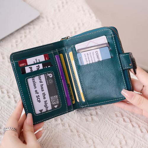 Women's 2025 Fashion Lattice Wallet Short Zipper Large Capacity Purse Retro Card Holder