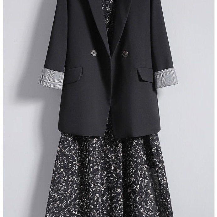 Small Suit Spring & Fall Plus Size Fat Girl Style Elegant Women's Floral Dress New 2025 Outer Suit for Women