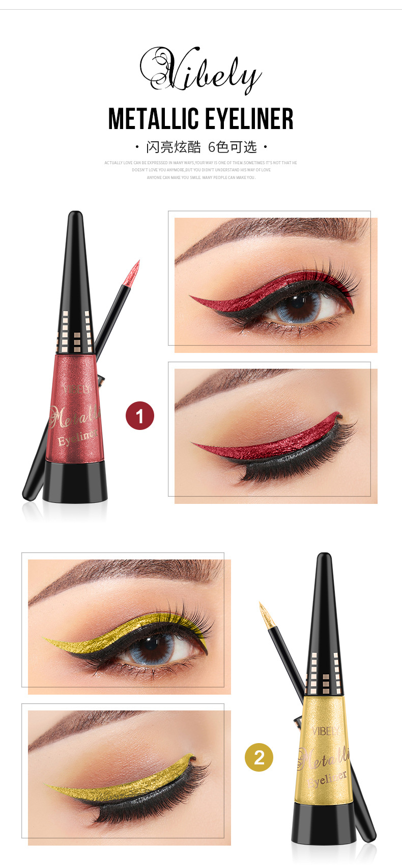 VIBELY export pearlescent colored eyeliner Liquid pen, quick-drying, waterproof, non-smudging liquid ultra-fine eyeliner pen wholesale undefined