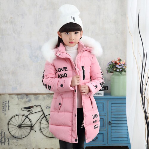 Korean-style mid-length cotton-padded coat for girls, winter cotton-padded jacket for children, cotton-padded jacket for babies—wholesale dropshipping available for foreign trade children’s clothing.