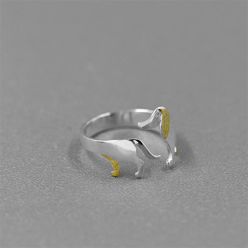 4g Weight Open Ring, Rings Classification Adjustable Ring Size 925 Sterling Silver Dog Open Ring Rings