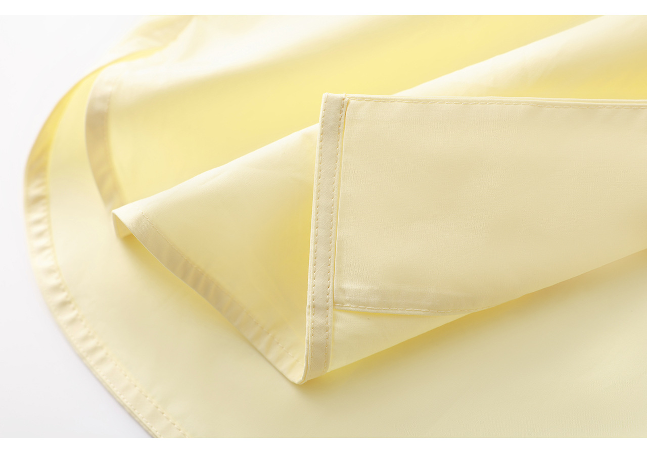 Áo sơ mi nữ dài tay cổ V phối dây rua, chất cotton mềm mại không nhăn — Vàng sữa chi tiết 31