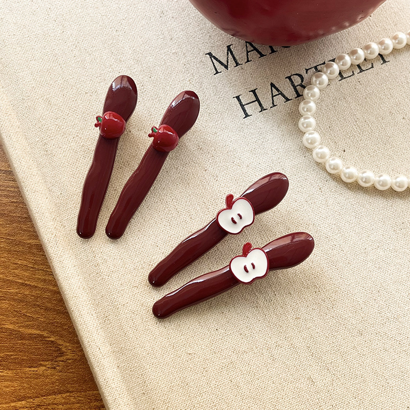 Ins Simple Red Side Bangs Hairpin Women's Duckbill Clip Headwear High-End Elegant Forehead Clip One-Word Clip Ins Simple Red Side Bangs Hairpin Women's Duckbill Clip Headwear High-End Elegant Forehead Clip One-Word Clip