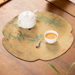 香雲紗茶席単層防水テーブル旗乾泡断熱パッド円形中国式禅意茶盤パッドテーブルクロス茶パッド