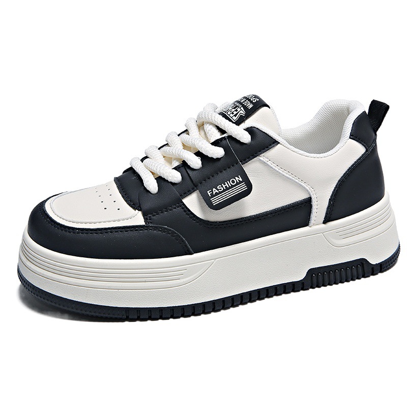 Zapatos blancos para mujer 2025 primavera nuevo estilo coreano versátiles zapatillas de suela gruesa que aumentan la altura zapatos casuales zapatos deportivos para mujer.