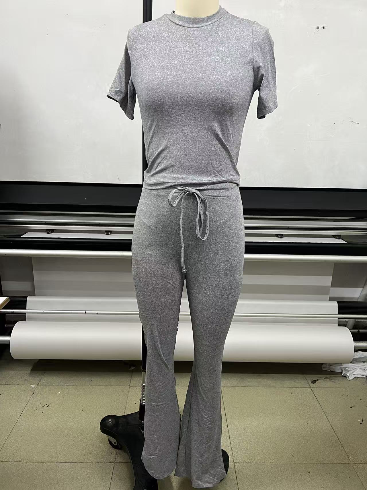 2025 European And American Cross-Border New Casual Set Short Sleeve Top Long Pants Homewear Sportswear Yoga Wear_ecoleips.com