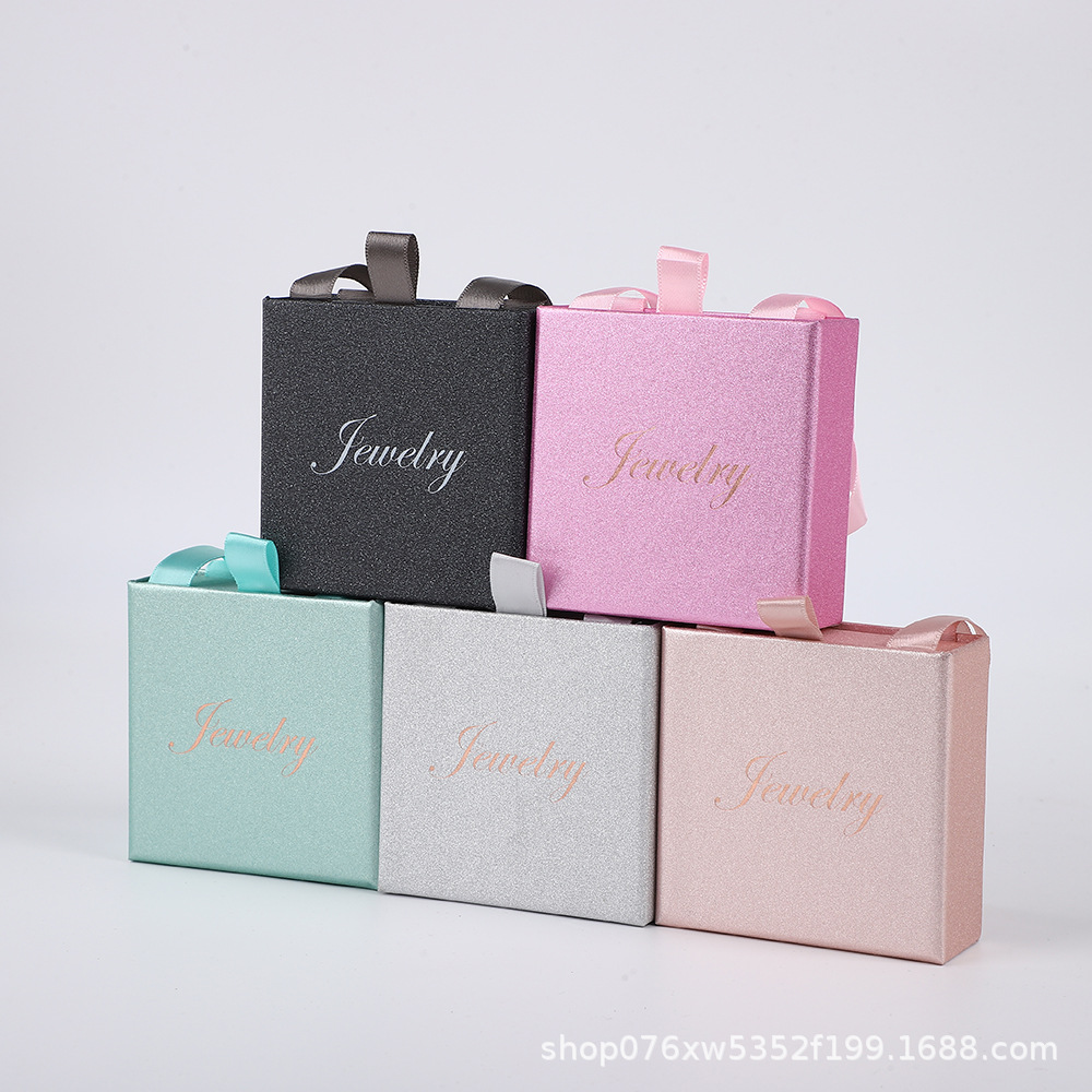 厂家批发金葱抽屉式首饰手提盒耳钉项链吊坠手链节日礼品盒ins风