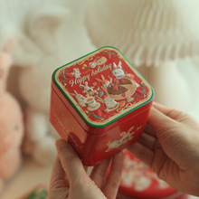 圣诞立体浮雕小正方盒茶叶喜糖盒牛轧糖烘焙包装铁盒圣诞礼物盒