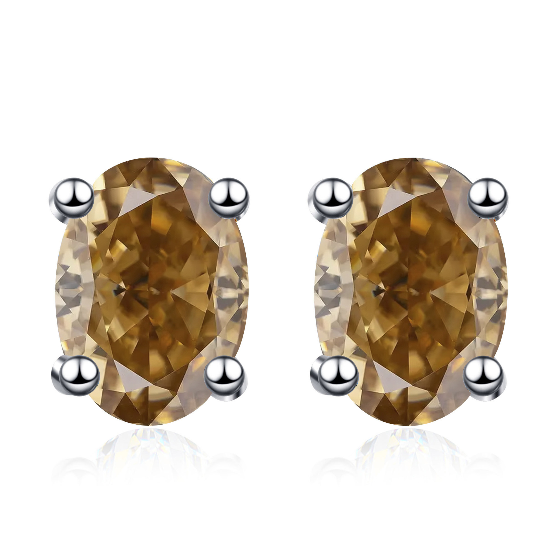 Color huevo 1CT moissanite orejetas rosa moissanite orejetas S925 joyería de plata esterlina exclusiva transfronteriza