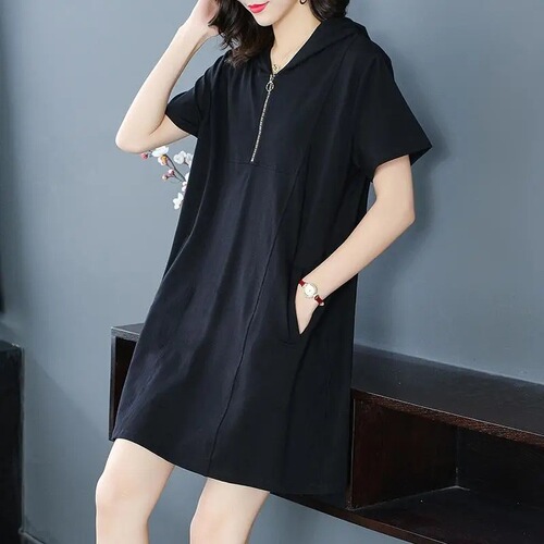 Improved model. Please look at the real thing before placing an order. Fat sister covers the belly and shows slimming dress. Large size women's dress. Summer.