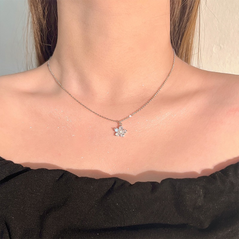 S999 saf gümüş inci kolye kadın niş tasarım hafif lüks yüksek kalite dökülmez renk basit clavicle zincir aksesuarı toptan