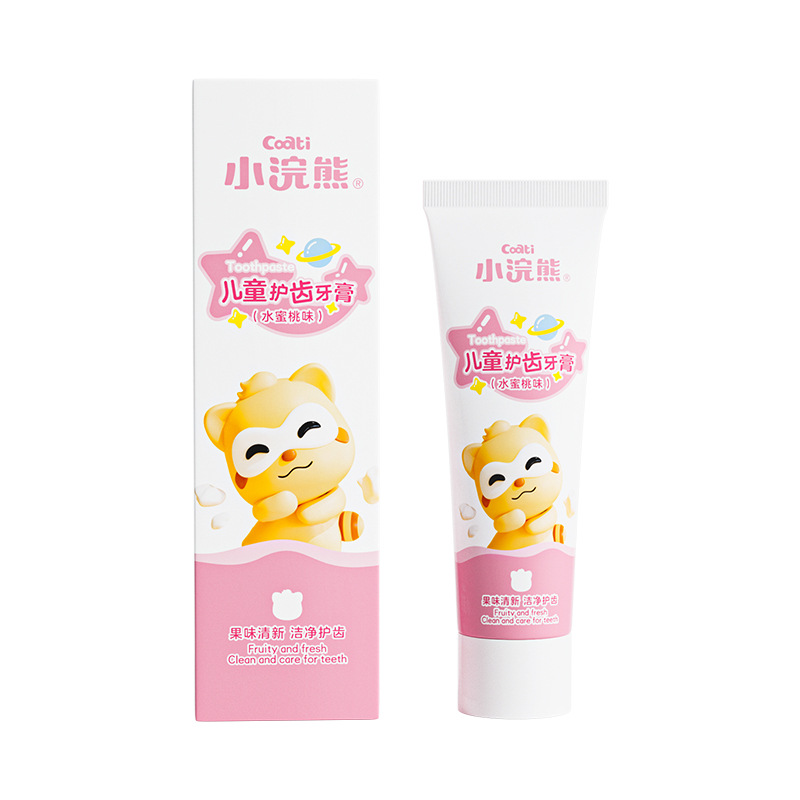Wholesale Little Raccoon Children's Toothpaste 40g Crystal Strawberry Orange Flavor for 3-12 Year Old Babies Brushing Teeth Amazon Tooth Care