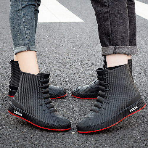 【Dropshipping】Waterproof Shoes for Women and Men, Rain Boots with Middle Shaft, Student Couple, Fleece Lined, Warm and Slip-Resistant, Plastic