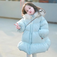 女童外套冬季保暖羽绒棉服韩国甜美可爱风童装外套保暖中长款棉衣