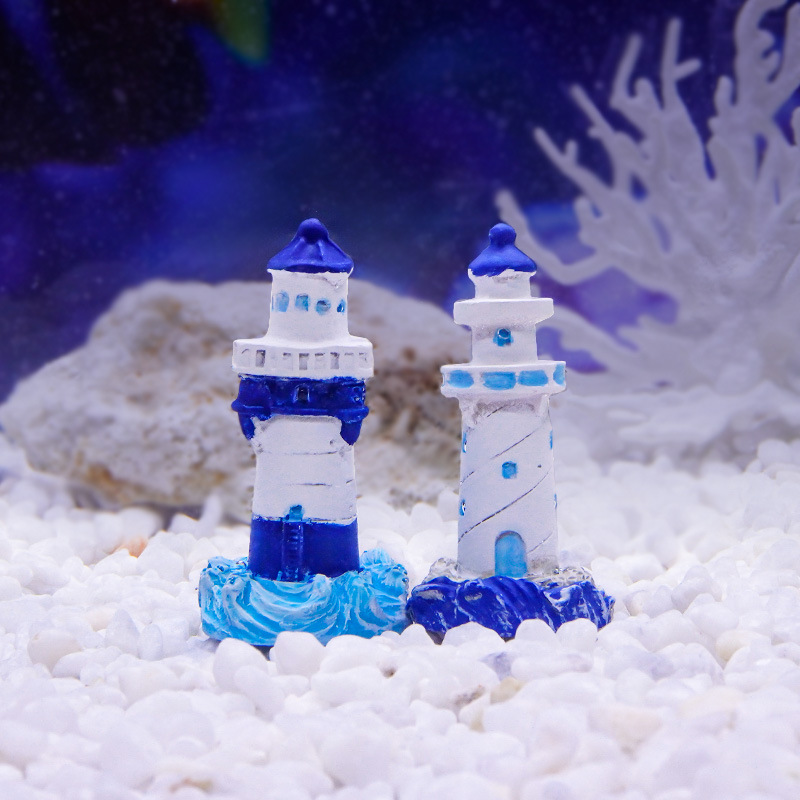 Decoración de faro, accesorios de paisajismo carnoso, decoración de micro paisaje de musgo, estilo mediterráneo