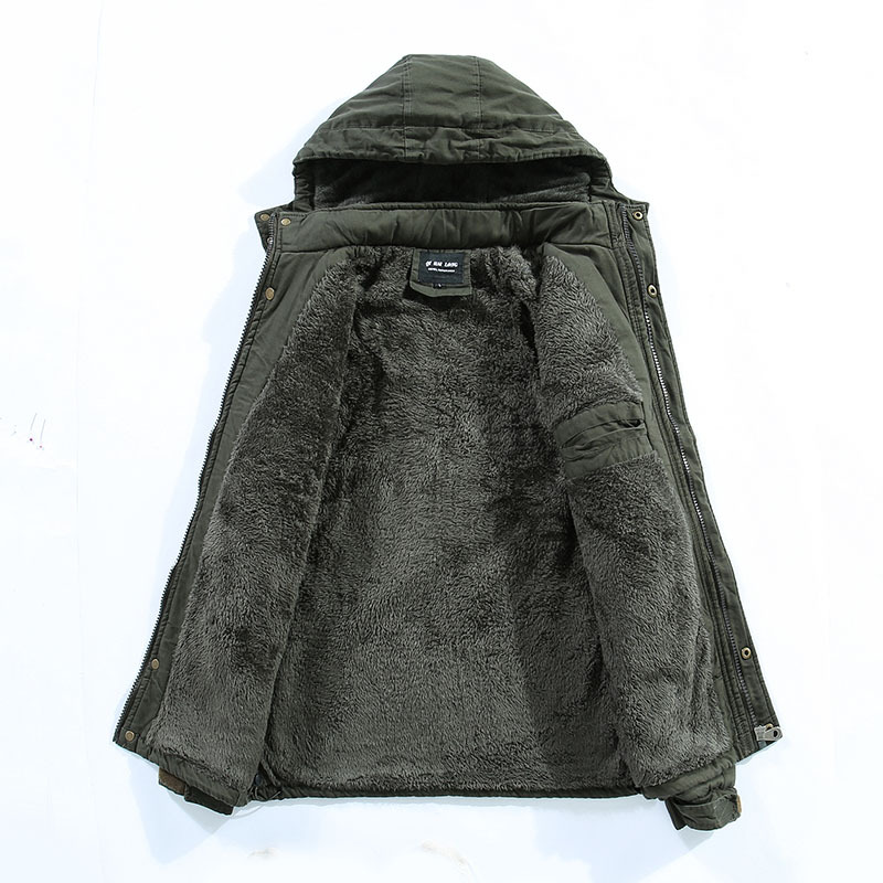 Amazon nuevo estilo de primavera y otoño hombre medio largo collar suelto con capuchón de algodón chaqueta de hombre joven chaqueta