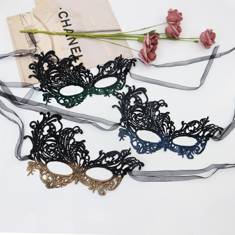 Amazon transfronterizo Halloween nuevos productos de color gradiente de encaje de Phoenix máscara de mitad de cara máscara de maquillaje de baile máscara TK