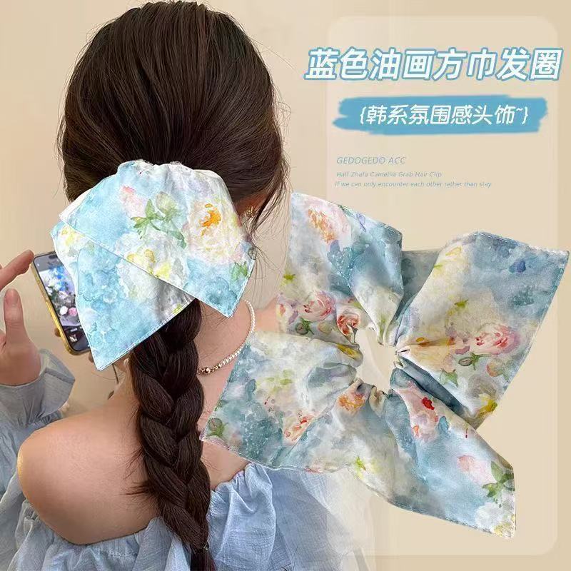 19#스퀘어 스카프 - 유화풍 그린