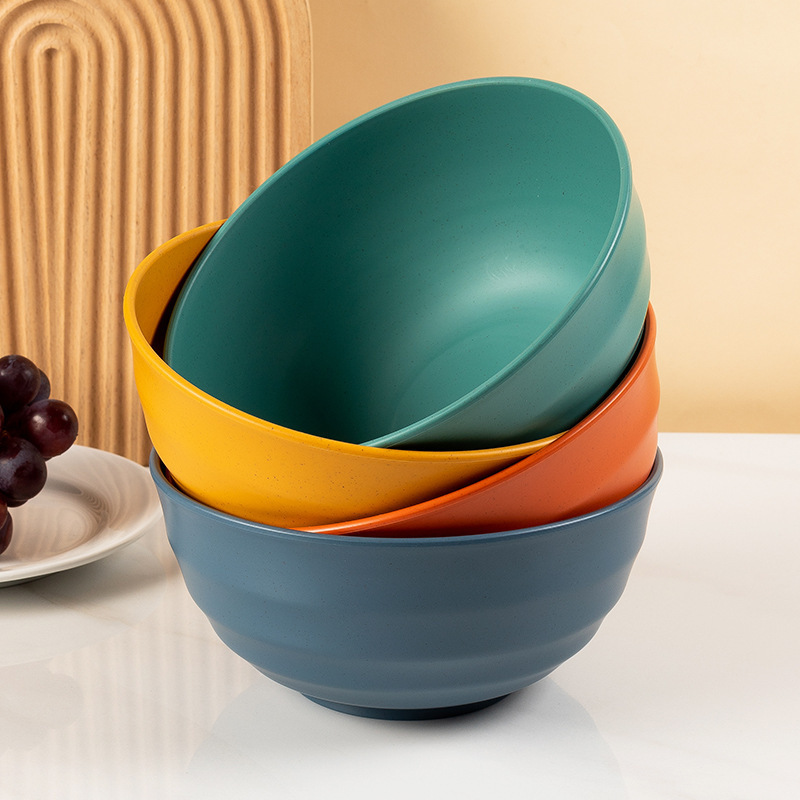 Cross-border wheat straw 20cm meal bowl Nordic household rice bowl fall-resistant eating soup bowl plastic bowl wholesale malatang