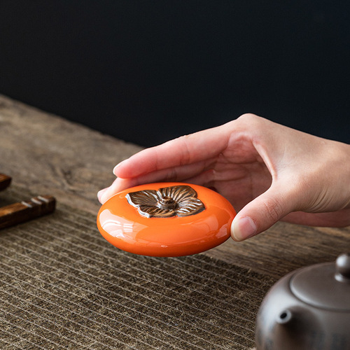 Creative ceramic incense stick Japanese-style incense burner persimmon persimmon Ruyi indoor ancient style Zen aromatherapy cross-border office ornaments