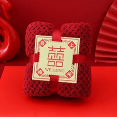 Red Coral Velvet Pineapple Pattern Hand Towel Gift Set Face Towel Square Face Cloth Xipu Wedding Celebration Creative Gift