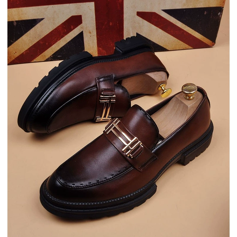 Коричневые ретро тенденции мужские остроконечные шнуровки бизнес-обувь молодежная офисная кожаная обувь весна лето дышащая свадебная обувь