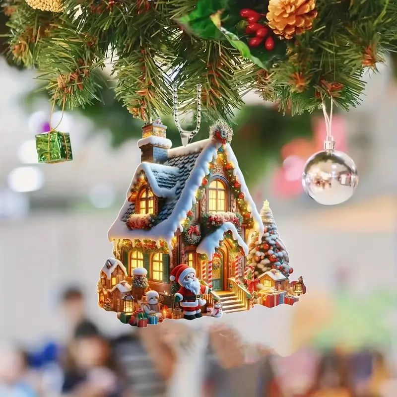 Nuevos productos transfronterizos creativos árbol de Navidad Papá Noel acrílico colgante artesanía automóvil decoración para el hogar