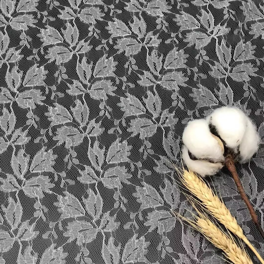 现货150cm无弹锦纶枫叶网纱面料 童装女装蕾丝上衣网布 网纱面料