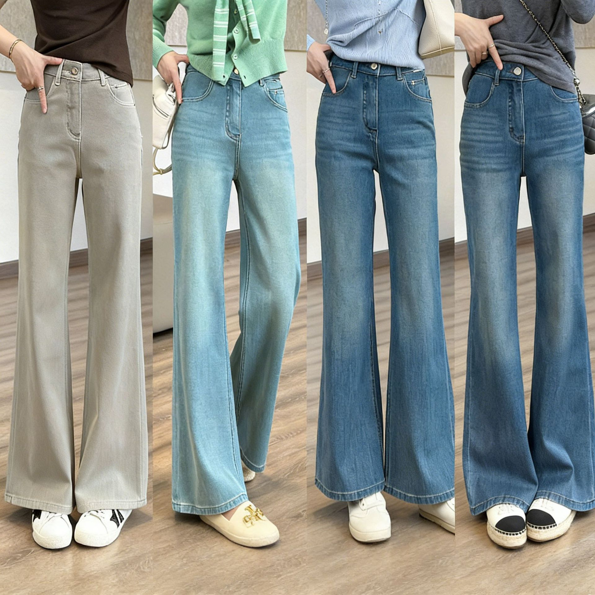 Spring is not late, powerful hidden-flesh bootcut pants [2 lengths] high-end four-way stretch jeans, four-season denim trousers
