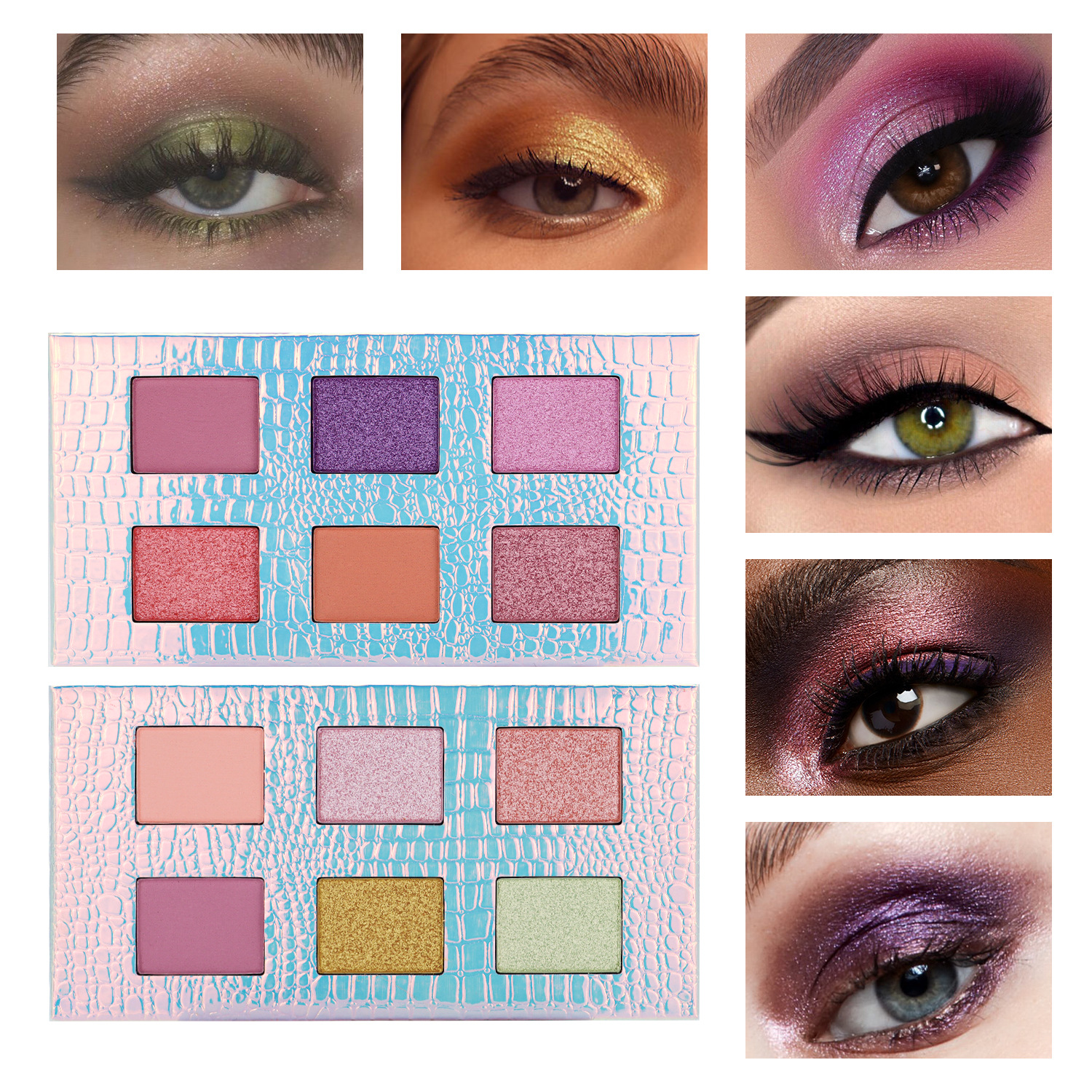 Cross-border new product: 6-color matte pearlescent eyeshadow palette, European and American multi-color contouring high-gloss fine glitter makeup palette, eye makeup undefined