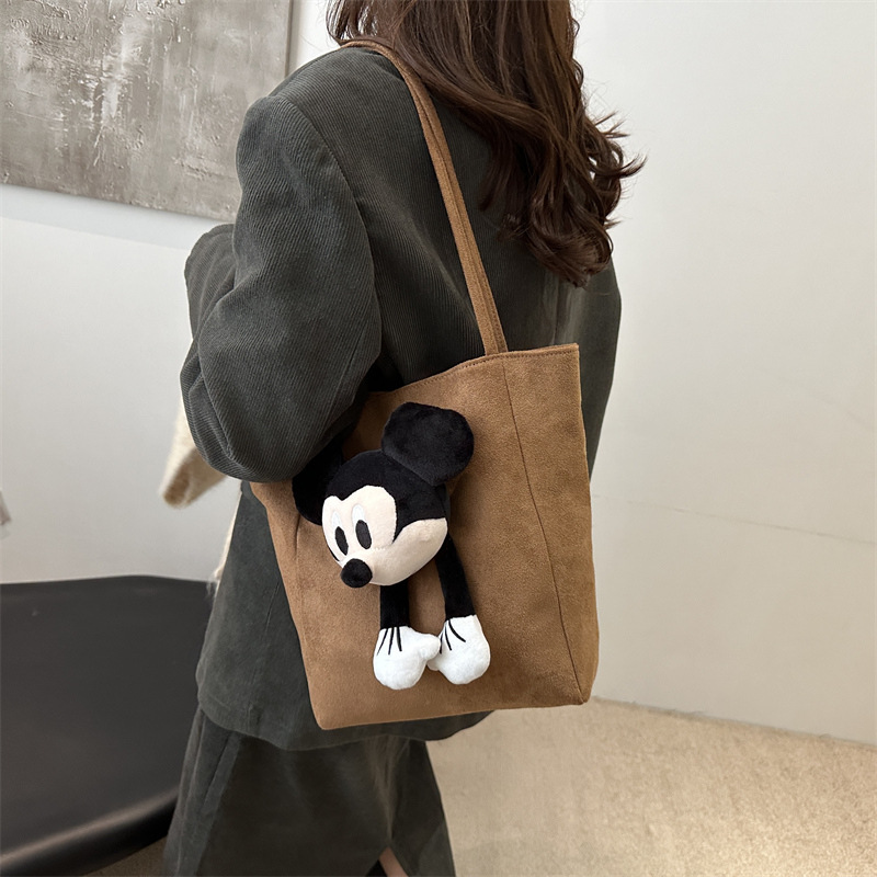 Bolso de hombro de moda simple de dibujos animados para mujeres 2024 invierno nuevo estilo coreano de gran capacidad lindo bolso de nylon