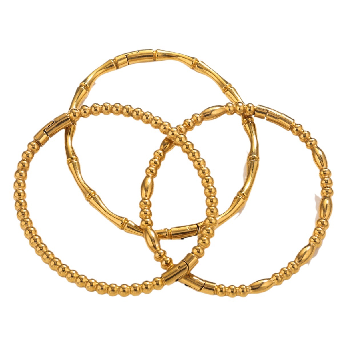 Moda de bambú de titanio pulsera de acero femenino verano nicho frío estilo ins Acero inoxidable retro Internet celebridad joyería de Bambú