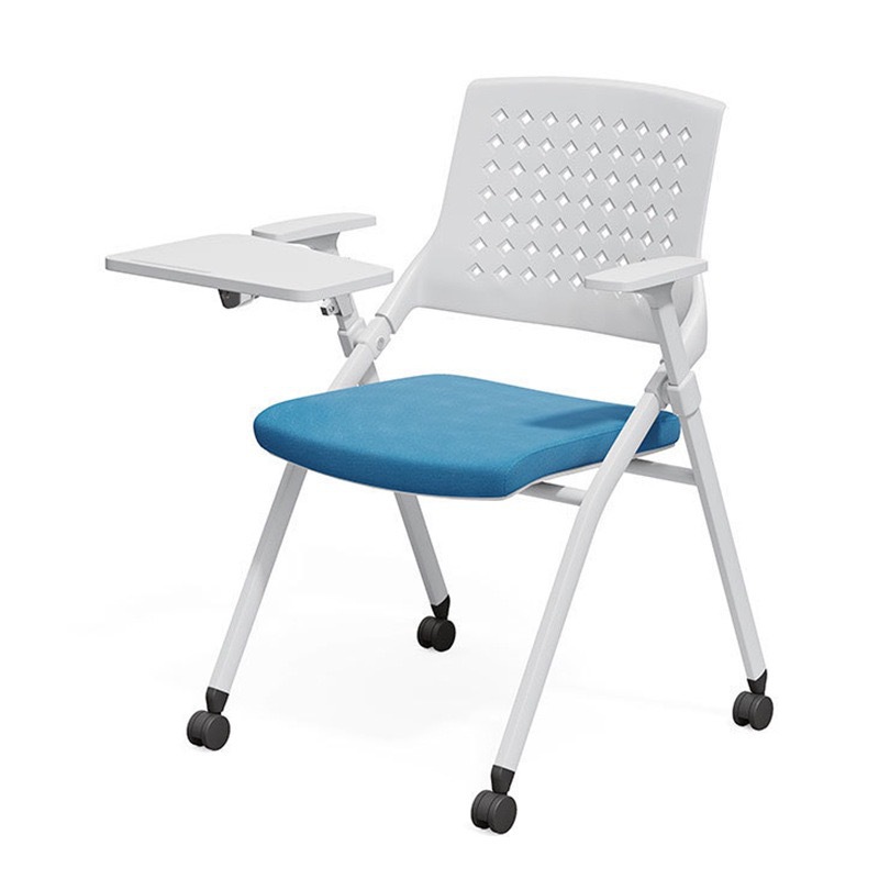 Белый с колесиками + доска для письма - подушка небесно-голубого цвета