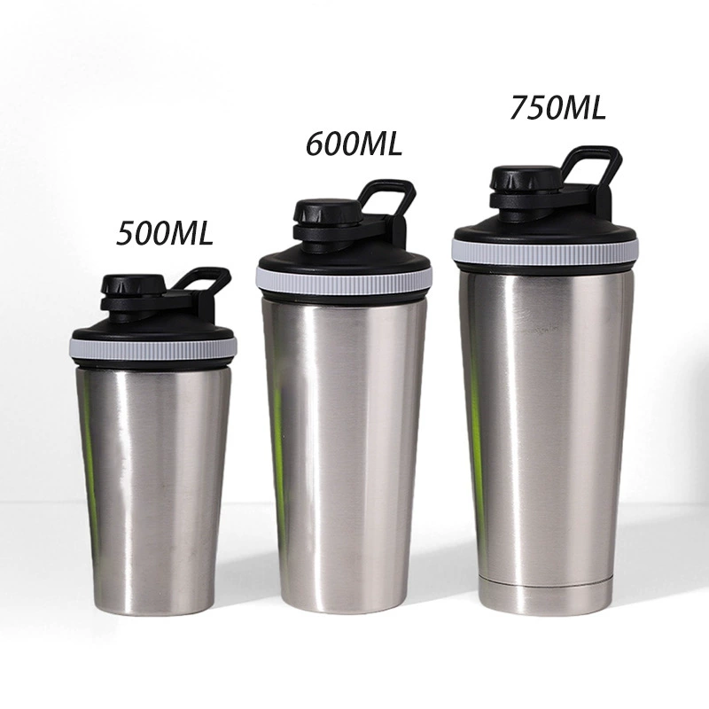 Новая двухслойная термокружка из нержавеющей стали, шейкер для протеинового порошка, многофункциональная спортивная бутылка для воды, оптовая продажа, портативная.