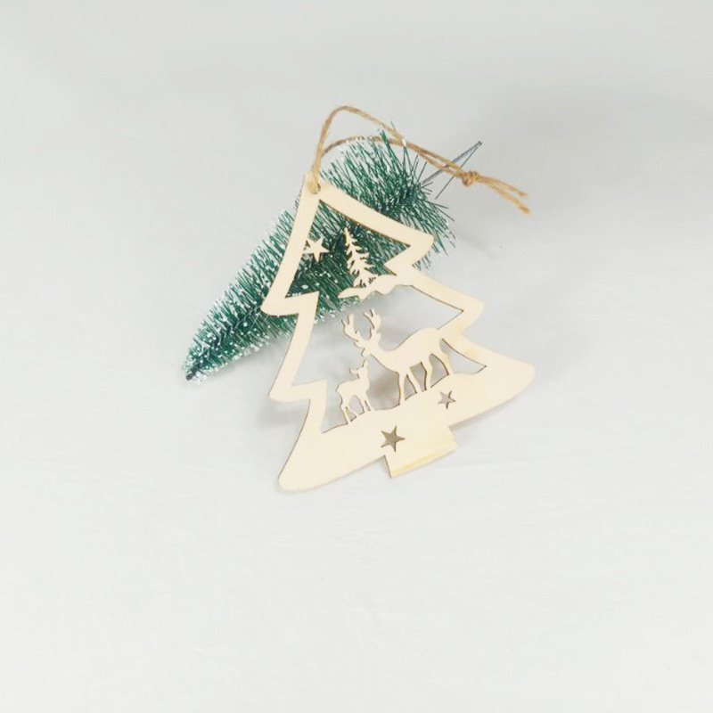 定制创意家居装饰工艺礼品木质激光切割镂空圣诞节家居派对挂件