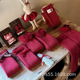 新年款儿童红色袜套女童韩系冬宝宝小腿套洋气配饰双针儿童堆堆袜