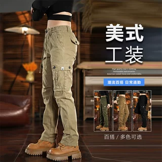 美式复古工装裤男休闲裤高腰宽松弹力耐磨大码多口袋运动休闲裤子
