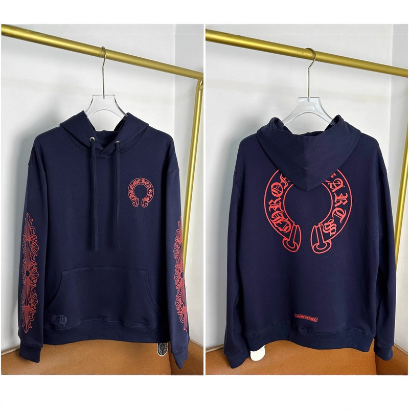Cross-Border Export New Ch Crow Sweatshirt Sanskrit High-Quality Printed European and American Street Hooded Sweatshirt for Men and Women