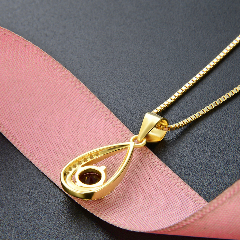 925 plata esterlina incrustada de zircon collar de gota de agua para mujeres nicho ligero lujo de alta calidad colgante de clavícula de temperamento