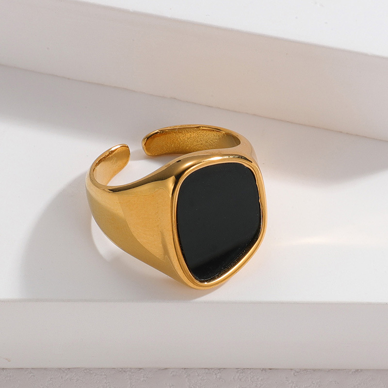 Holiday, Daily Occasion 304 Stainless Steel Material Wholesale Jewelry Retro Color Block 304 Stainless Steel Plating Rings