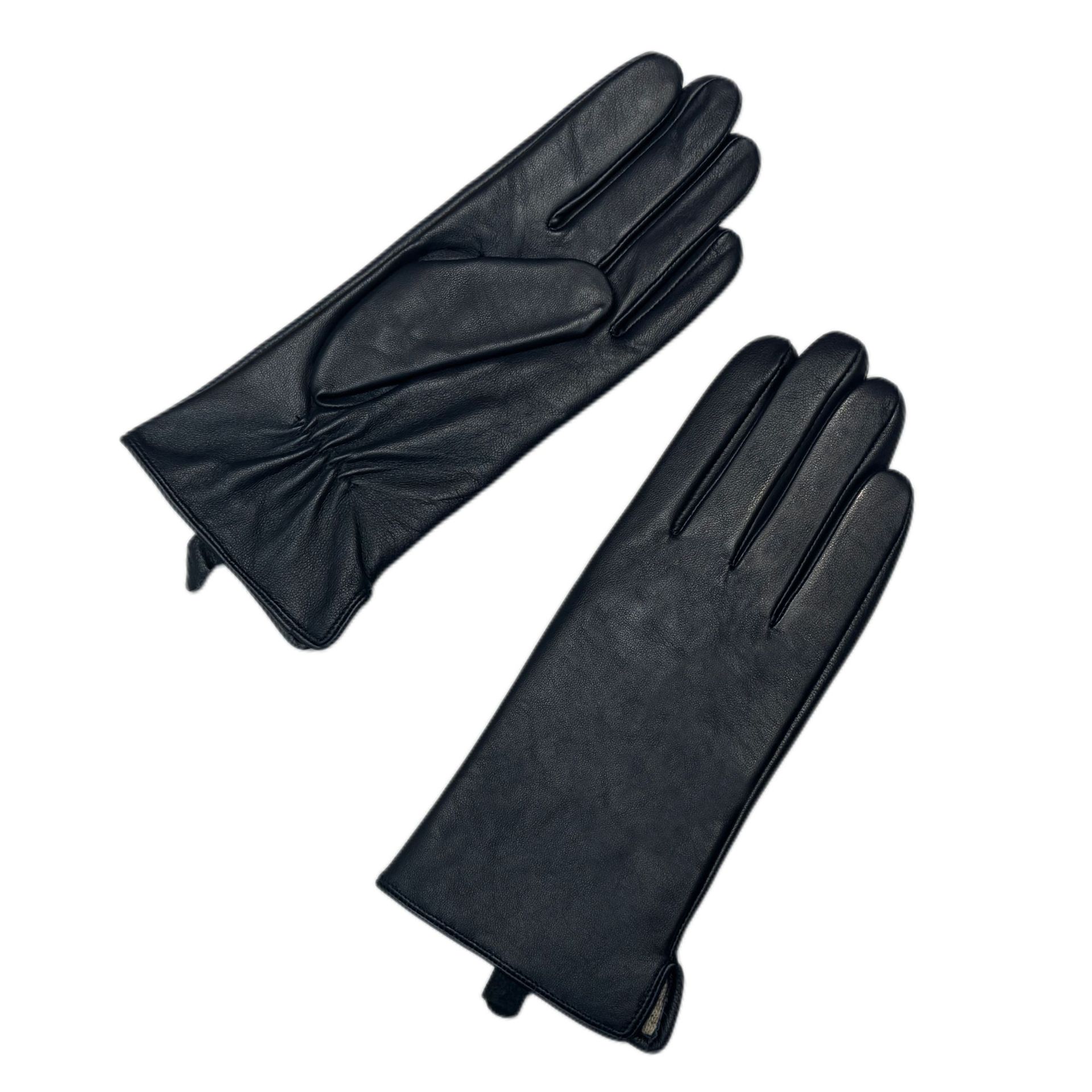 Guantes de piel de cordero delgados de moda, guantes de cuero para montar guantes de dedo a prueba de viento.