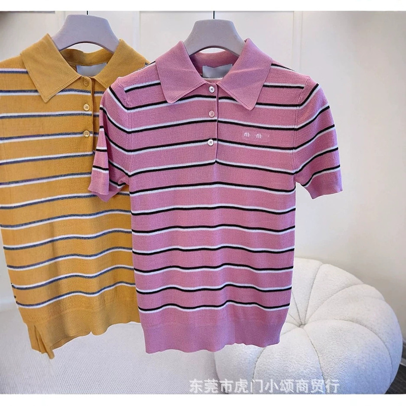 High-End Version Development of Shenzhen Nanyou 2026 Wool Breathable and Comfortable Retro College-Style Striped Knit Short-Sleeve Shirt High-End Version Development of Shenzhen Nanyou 2026 Wool Breathable and Comfortable Retro College-Style Striped Knit Short-Sleeve Shirt
