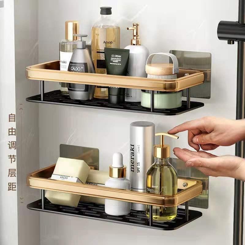 Rack de toallas de aleación de aluminio de baño sin perforación rack de almacenamiento de baño anti-corte tipo de pared de mano
