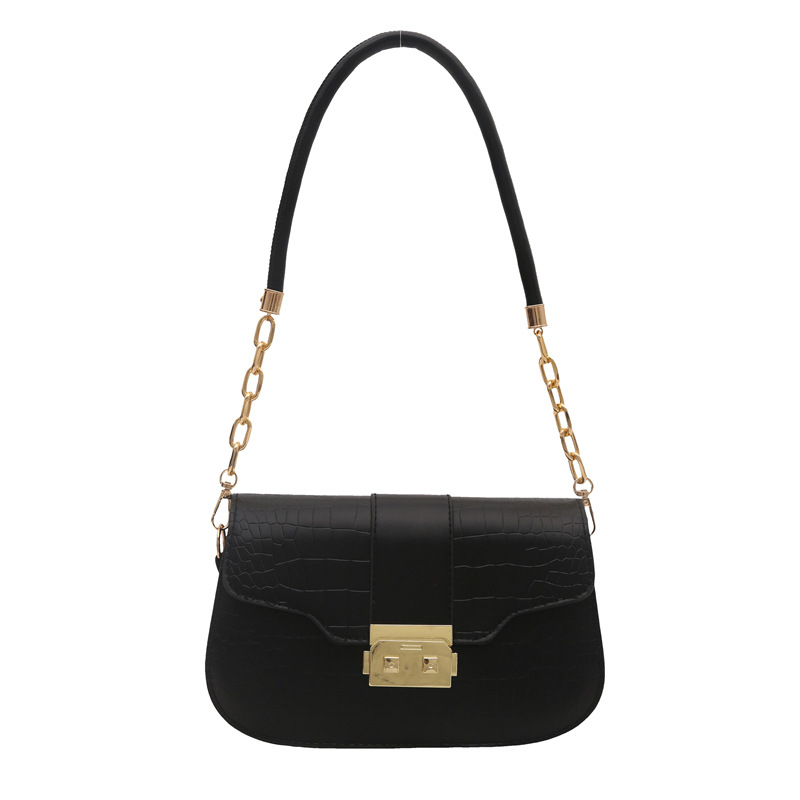 Bolso de axila retro con textura occidental 2024 nuevo bolso de hombro de nicho de moda popular de este año bolso cuadrado pequeño con patrón de cocodrilo