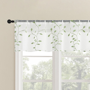 Full embroidered small leaves wear rod embroidered window screen gauze curtain transparent opaque in stock cross-border Amazon tulle curtain